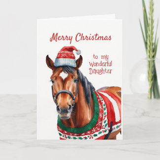 Cartes Pour Fêtes Annuelles Fun Noël Fun Fille aime Chevaux