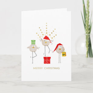 Cartes Pour Fêtes Annuelles Fun Petits Oiseaux Whimsical Noël