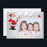 Cartes Pour Fêtes Annuelles Fun Red Christmas Holiday Santa Claus Photo<br><div class="desc">Carte postale moderne personnalisée Fun Holiday de voeux.  Ajoutez votre photo (image) et votre message dans le dos.  Joli dessin du Père Noël avec le libellé HOHOHO en rouge,  blanc noir.  Parfait drôle de cartes postales de vacances / Noël pour envoyer votre famille et vos amis.</div>