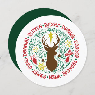 Cartes Pour Fêtes Annuelles Fun Red Script Père Noël Reinder Nom Noël