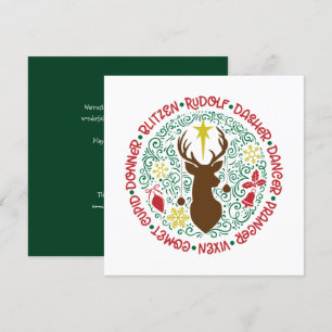 Cartes Pour Fêtes Annuelles Fun Red Script Père Noël Reinder Nom Noël