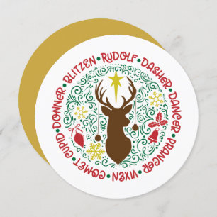 Cartes Pour Fêtes Annuelles Fun Red Script Père Noël Reinder Nom Noël