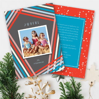 Cartes Pour Fêtes Annuelles Fun Ribbon Grille moderne colorée Photo de Noël