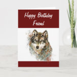 Cartes Pour Fêtes Annuelles Fun Silly Watercolor Wolf Birthday Friend Humour<br><div class="desc">Cute Watercolor Wolf Birthday Friend card for those who love wolves .  Inside  Howl always be here for you</div>