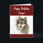 Cartes Pour Fêtes Annuelles Fun Silly Watercolor Wolf Birthday Friend Humour<br><div class="desc">Cute Watercolor Wolf Birthday Friend card for those who love wolves . Inside quote : Howl always be here for you</div>