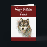 Cartes Pour Fêtes Annuelles Fun Silly Watercolor Wolf Birthday Friend Humour<br><div class="desc">Cute Watercolor Wolf Birthday Friend card for those who love wolves .  Inside  Howl always be here for you</div>