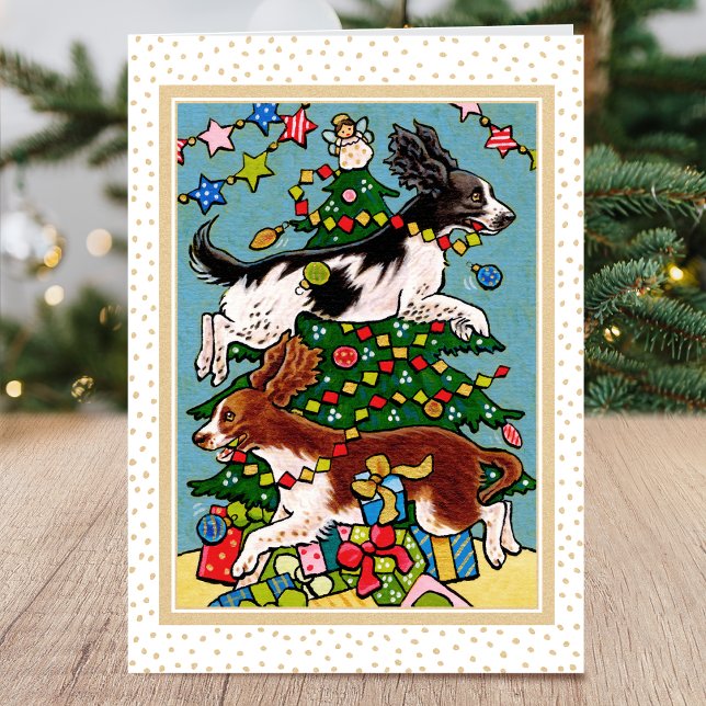 Cartes Pour Fêtes Annuelles Fun Springer Spaniel Chien Noël Personnalisé (Créateur téléchargé)