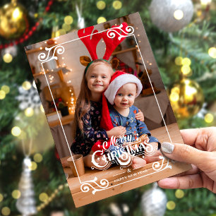 Cartes Pour Fêtes Annuelles Fun Tourbillonnant Noël Frontière Joyeux Noël Phot