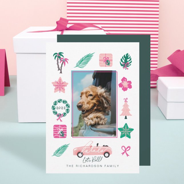 Cartes Pour Fêtes Annuelles Fun Tropical Christmas Lets Roll Convertible Photo (Créateur téléchargé)