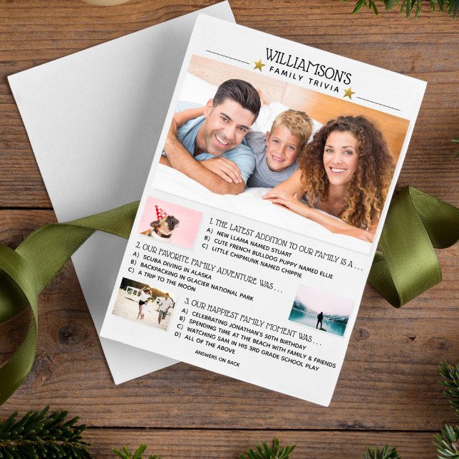 Cartes Pour Fêtes Annuelles Fun unique Noël Famille Trivia Photo Collage (Créateur téléchargé)