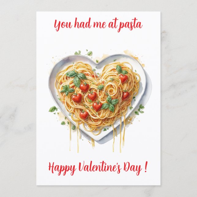 Cartes Pour Fêtes Annuelles Fun Valentine Pasta Heart Italy   Holiday Card (Devant)