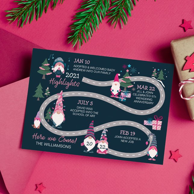 Cartes Pour Fêtes Annuelles Fun Year End Highlight Gnomes Christmas Road Map (Fun Year End Highlight Gnomes Christmas Road Map Holiday Card)