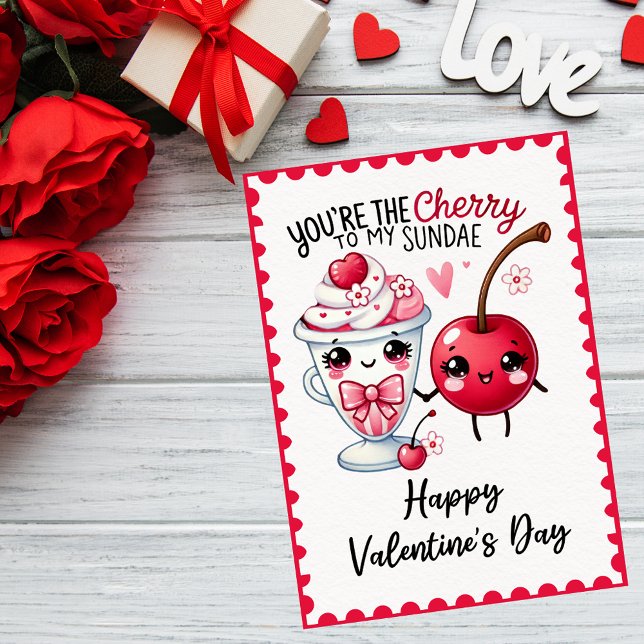 Cartes Pour Fêtes Annuelles Fun You're The Cherry To My Sundae Valentine's Day (Créateur téléchargé)
