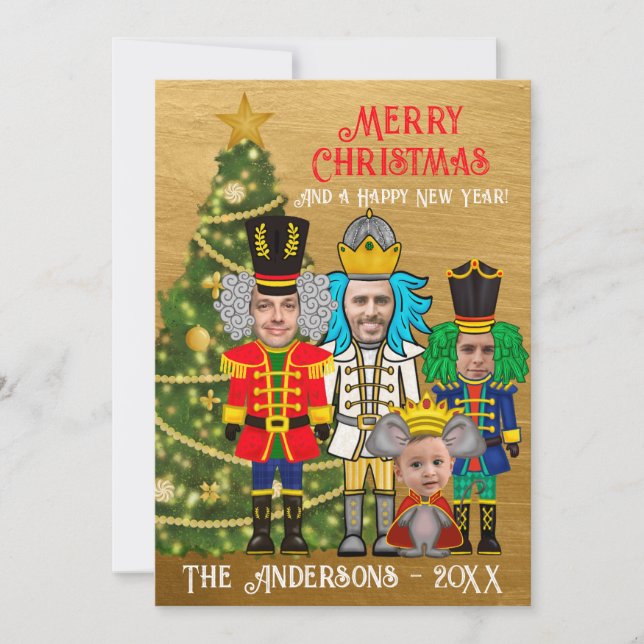 Cartes Pour Fêtes Annuelles Funky 3 noix de cou et souris King Joyeux Noël (Devant)