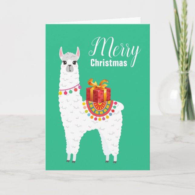 Cartes Pour Fêtes Annuelles Funky Alpaca Noël jolie lama (Devant)