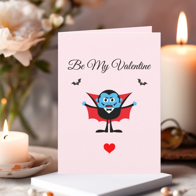 Cartes Pour Fêtes Annuelles Funky Be My Valentine Cartoon Vampire Bat (Créateur téléchargé)