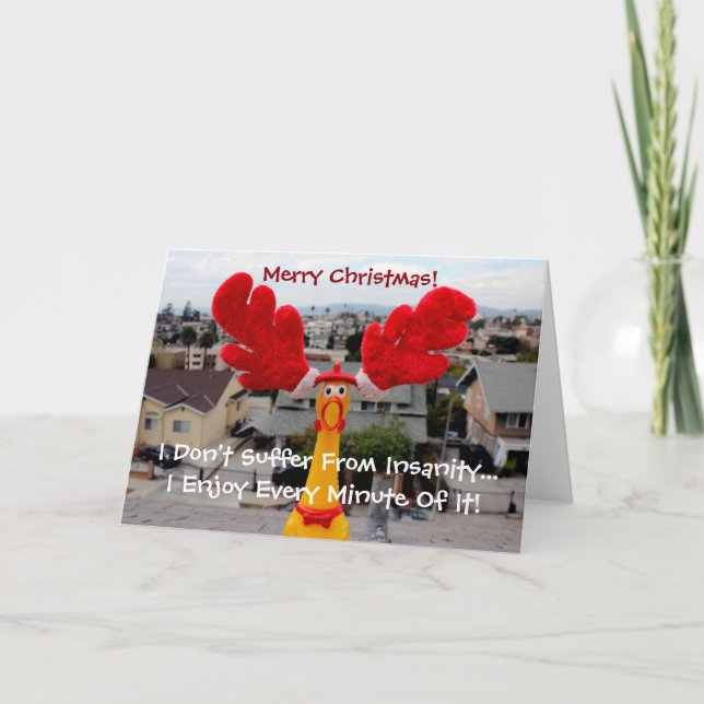 Cartes Pour Fêtes Annuelles Funky Chicken Christmas Greeting Card! (Devant)