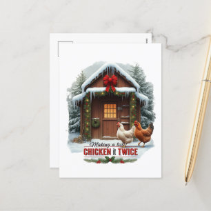 Cartes Pour Fêtes Annuelles Funky Christmas poulet mot art ferme