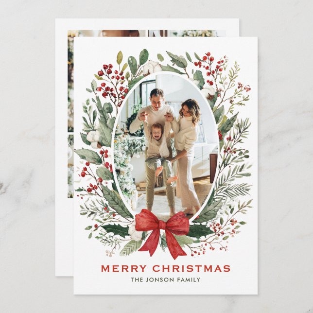 Cartes Pour Fêtes Annuelles Funky Country Boho Christmas Wreath 5 Photo (Devant / Derrière)