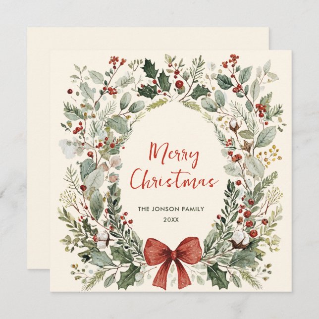 Cartes Pour Fêtes Annuelles Funky Country Retro Boho Christmas Wreath (Devant / Derrière)