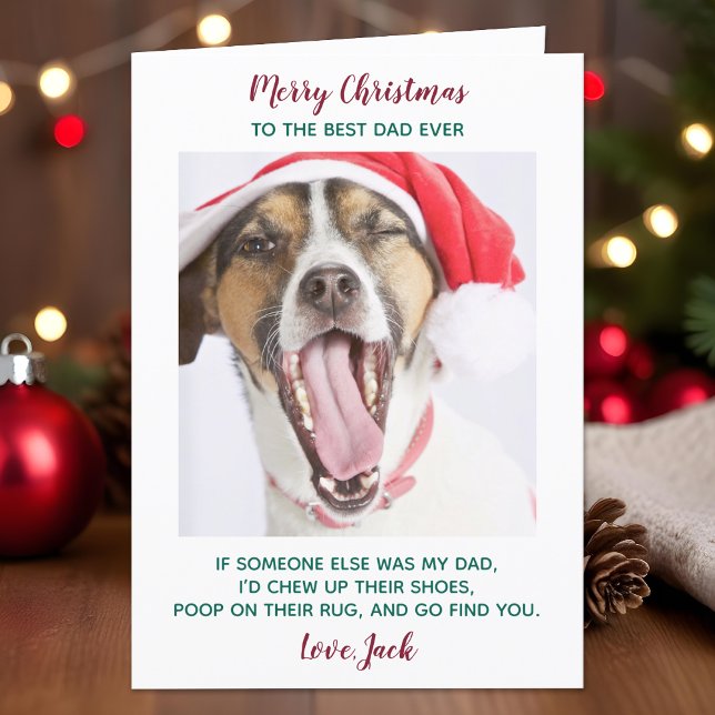 Cartes Pour Fêtes Annuelles Funky Custom Pet Photo Chien Papa Joyeux Noël (Créateur téléchargé)