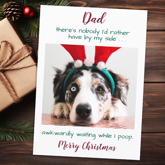 Cartes Pour Fêtes Annuelles Funky Custom Pet Photo Chien Papa Joyeux Noël Hol (Créateur téléchargé)