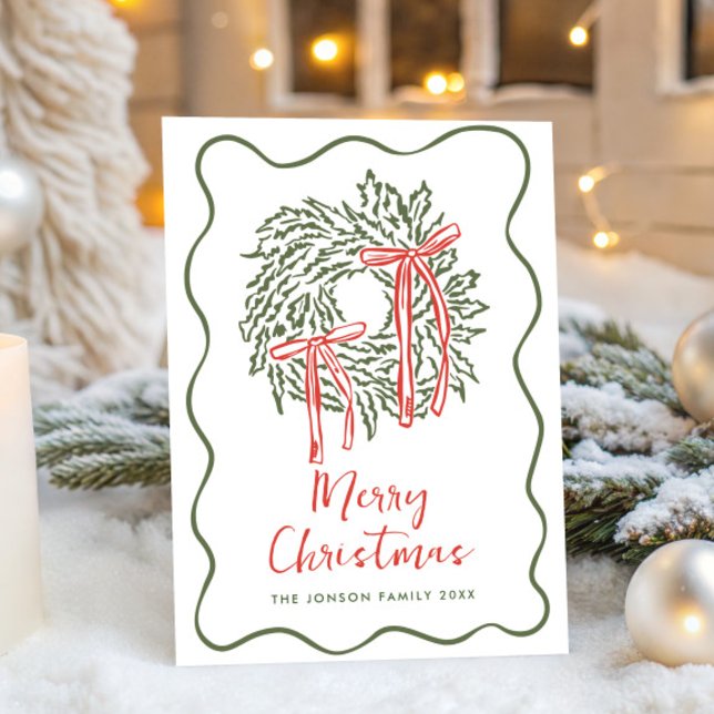 Cartes Pour Fêtes Annuelles Funky Hand Drabble Retro Christmas (Créateur téléchargé)