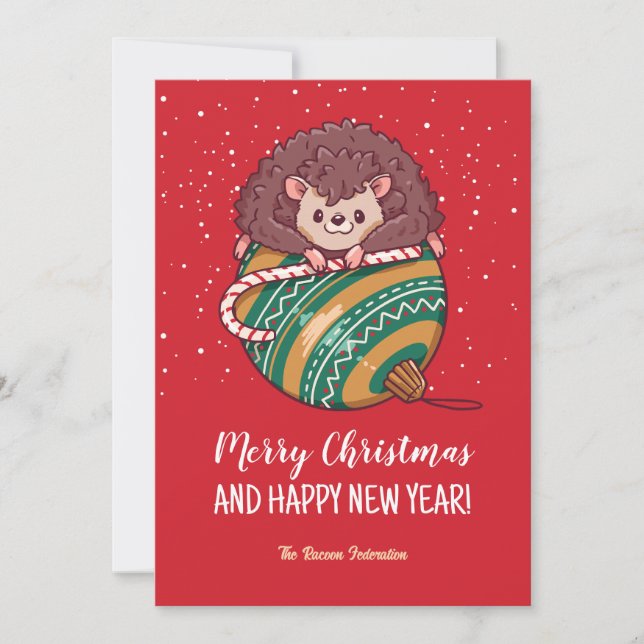 Cartes Pour Fêtes Annuelles Funky Hérisson Vacances hivernales Joyeux Noël (Devant)