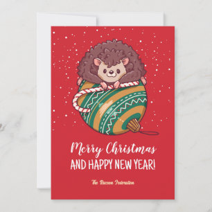 Cartes Pour Fêtes Annuelles Funky Hérisson Vacances hivernales Joyeux Noël
