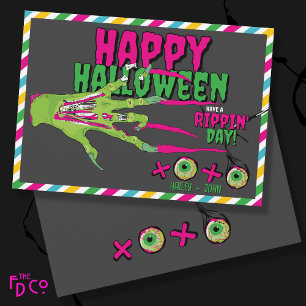 Cartes Pour Fêtes Annuelles Funky Joyeux Halloween Épouvantable Mignon Zombie