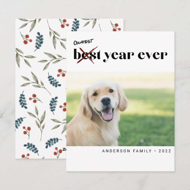 Cartes Pour Fêtes Annuelles Funky moderne Okayest meilleure année jamais photo (Devant / Derrière)