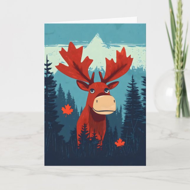Cartes Pour Fêtes Annuelles Funky Moose Maple Leaf Canada (Devant)