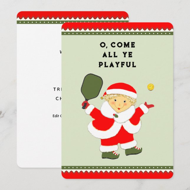 Cartes Pour Fêtes Annuelles Funky Pickleball Fêtes Cartes de Noël (Devant / Derrière)