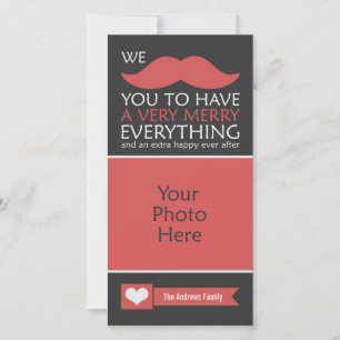 Cartes Pour Fêtes Annuelles Funky Red Mustache Photo de Noël