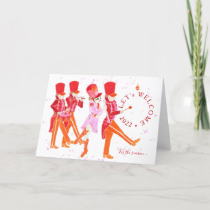 Cartes Pour Fêtes Annuelles Funky Rose Aquarelle Nutcracker Ballet