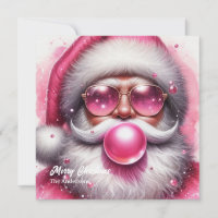 Funky rose Santa Claus soufflant bulle rose gomme