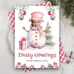 Cartes Pour Fêtes Annuelles Funky Rose Snowman Enfants Photo Face Fun Noël<br><div class="desc">Amusez vos invités avec cette carte de Noël drôle et hilarante avec un bonhomme de neige mignon. Un plaisir à garder pour les amis et la famille. Ajoutez simplement votre texte sur ce modèle facile à utiliser et personnalisez cette carte avec vos photos préférées pour en faire une carte de...</div>