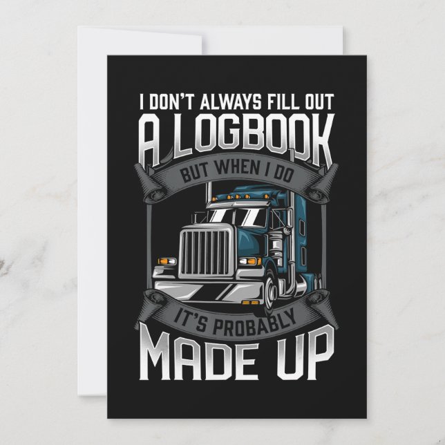 Cartes Pour Fêtes Annuelles Funky Trucker Logbook Truck Driver (Devant)