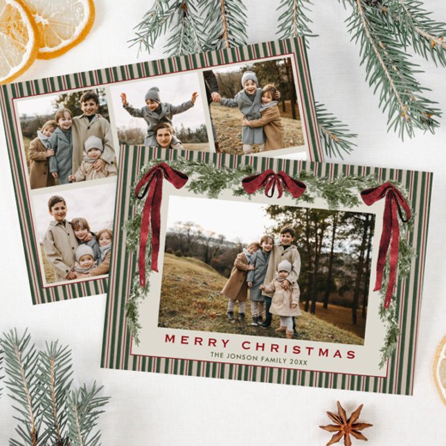 Cartes Pour Fêtes Annuelles Funky Velvet Christmas Boho Red Bow 6 Photo (Créateur téléchargé)