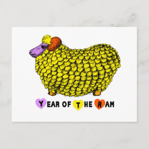Cartes Pour Fêtes Annuelles Funky Yellow Ram Chinois Année Zodiac Anniversaire