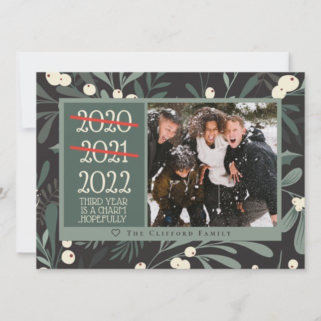 Cartes Pour Fêtes Annuelles Funny 2021 2022 Round 3 Christmas Photo Card (Devant)