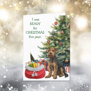 Cartes Pour Fêtes Annuelles Funny Airedale Terrier Chien prêt pour Noël