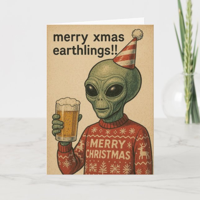 Cartes Pour Fêtes Annuelles Funny Alien Xmas card  (Devant)