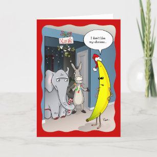 Cartes Pour Fêtes Annuelles Funny Banana Donkey Elephant politique Noël