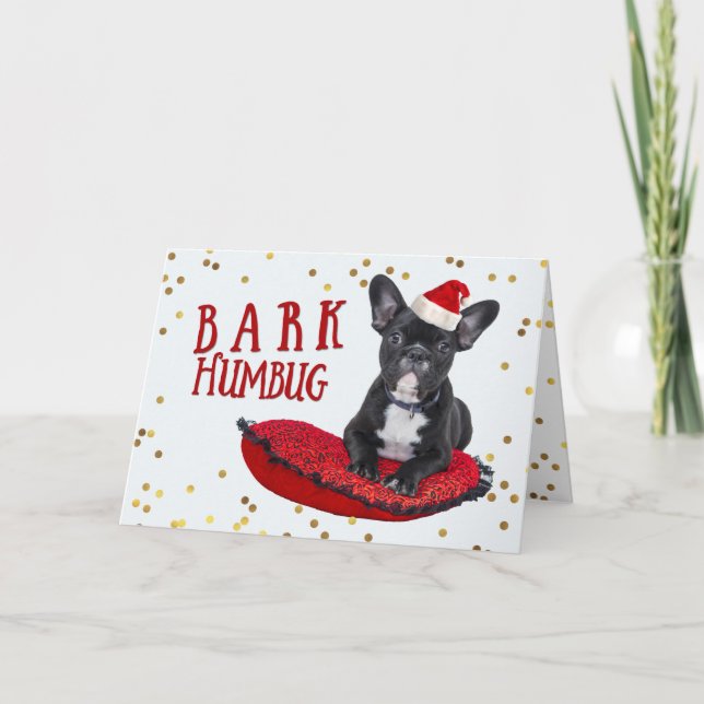 Cartes Pour Fêtes Annuelles Funny BARK Humbug mignon Amoureux de les chiens No (Devant)