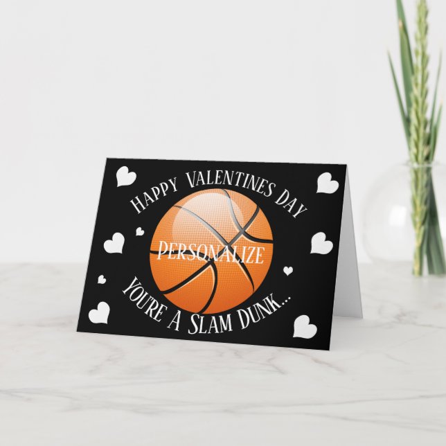 Cartes Pour Fêtes Annuelles Funny Basketball Slam Dunk Valentines (Devant)