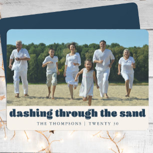 Cartes Pour Fêtes Annuelles Funny Beach Christmas Custom Photo de famille Bleu