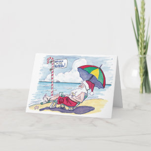 Cartes Pour Fêtes Annuelles Funny Beach Santa Christmas Card
