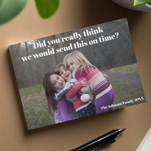 Cartes Pour Fêtes Annuelles Funny Belated Photo de famille de Noël Sarcastique