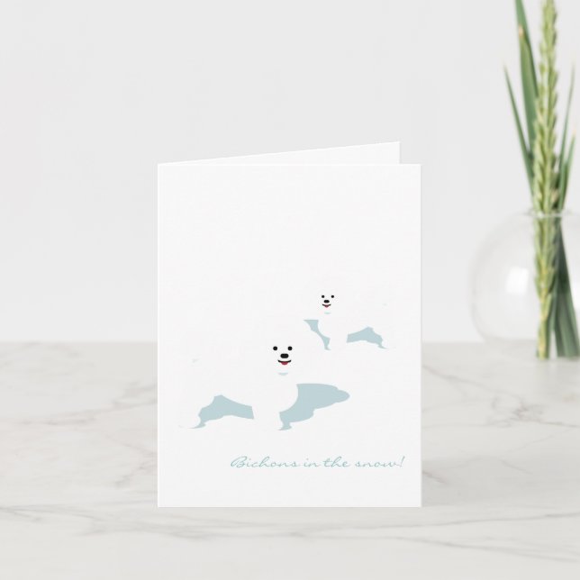 Cartes Pour Fêtes Annuelles Funny Bichons In The Snow Card! (Devant)